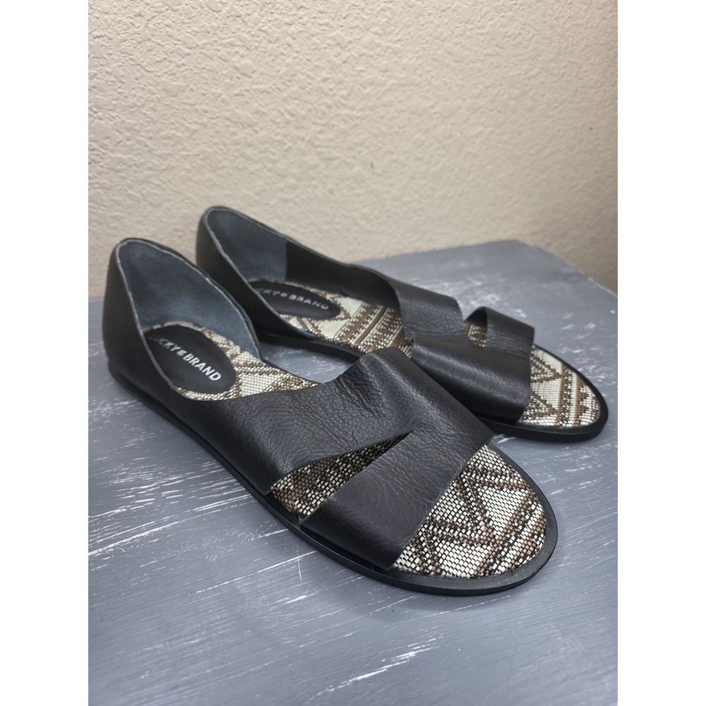Lucky‎ Brand Felicitas Sandal Womens US 9 EU 40 Black Leather Strappy Flat